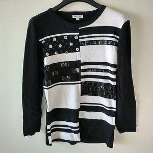 Chagail Colorblock Crew Neckline 3/4 Sleeves